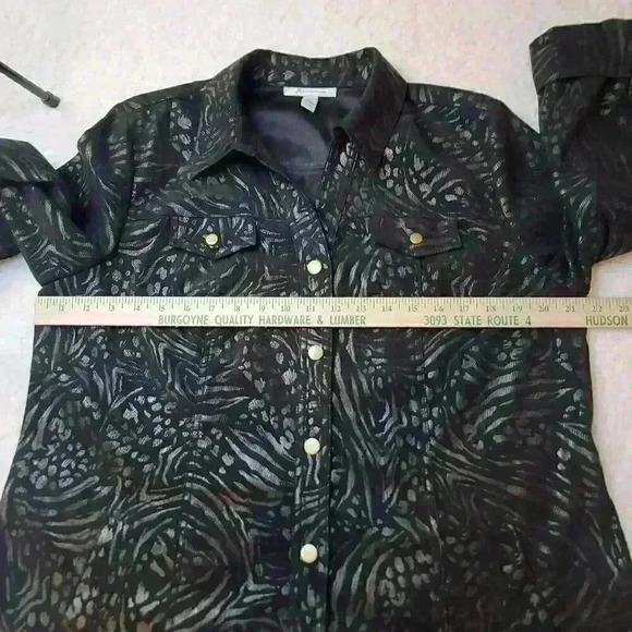 JM Collection Jacket Womens Plus Size L Animal Print 3/4 Sleeve Snap Down - Picture 6 of 13